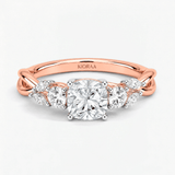 Cushion Willow Twist Three Stone Ring, thumbnail 4