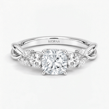 Cushion Willow Twist Three Stone Ring, thumbnail 5