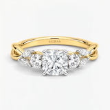 Cushion Willow Twist Three Stone Ring, thumbnail 1