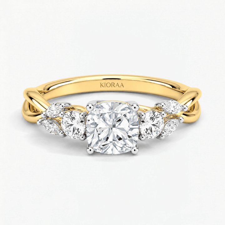 Cushion Willow Twist Three Stone Ring
