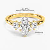 Marquise Whisper Halo Three Stone Diamond Ring, thumbnail 10