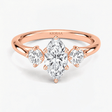 Marquise Whisper Halo Three Stone Diamond Ring, thumbnail 4