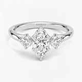 Marquise Whisper Halo Three Stone Diamond Ring, thumbnail 5