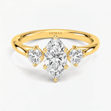 Marquise Whisper Halo Three Stone Diamond Ring, thumbnail 1