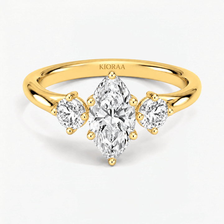 Marquise Whisper Halo Three Stone Diamond Ring