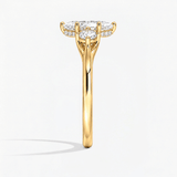 Marquise Whisper Halo Three Stone Diamond Ring, thumbnail 3