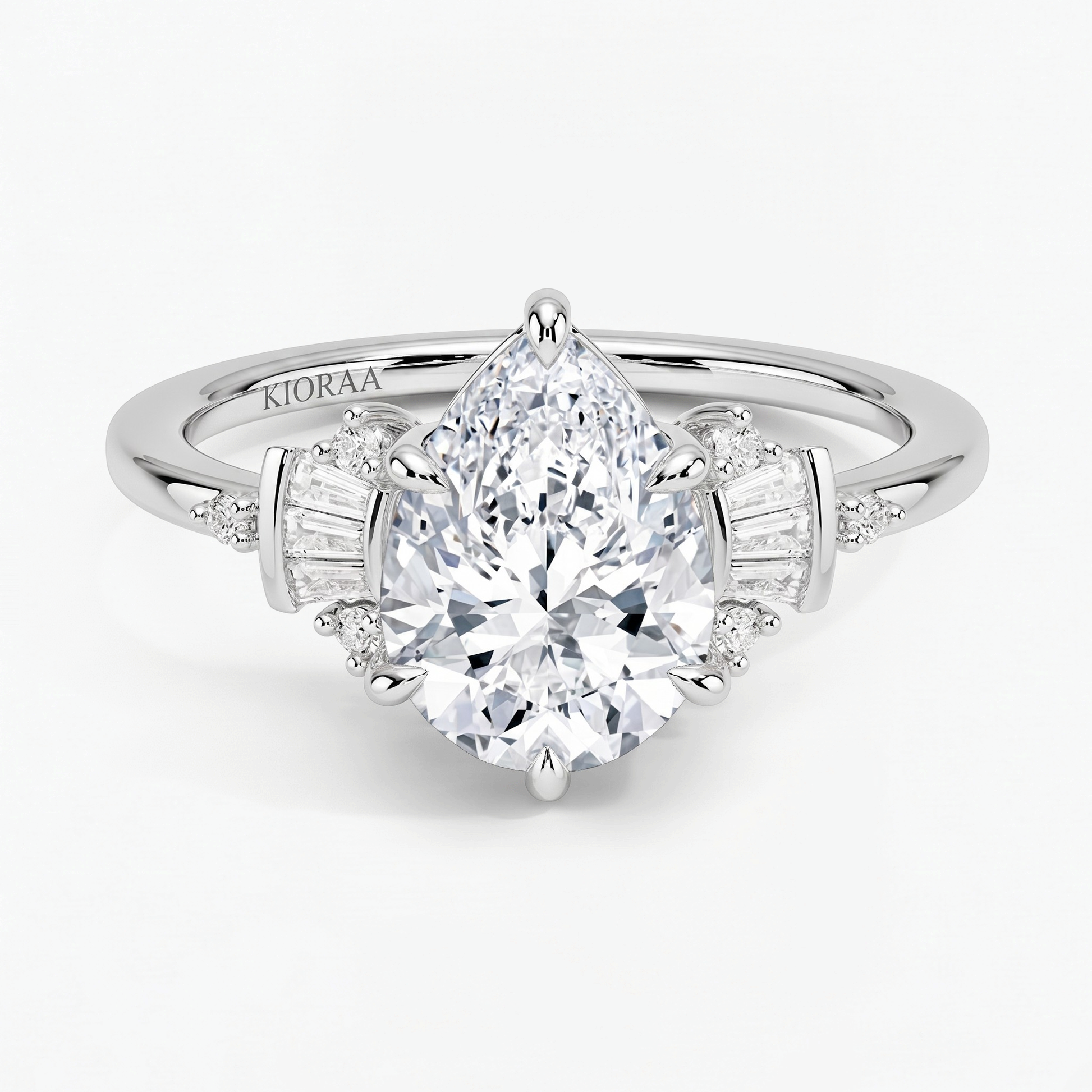 Regal Halo Pear Shape Engagement Ring