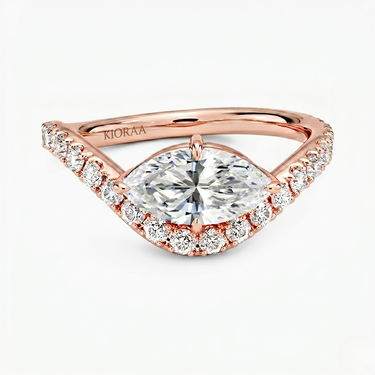 V Shape Chevron Marquise Cut Lab Grown Diamond Engagement Ring