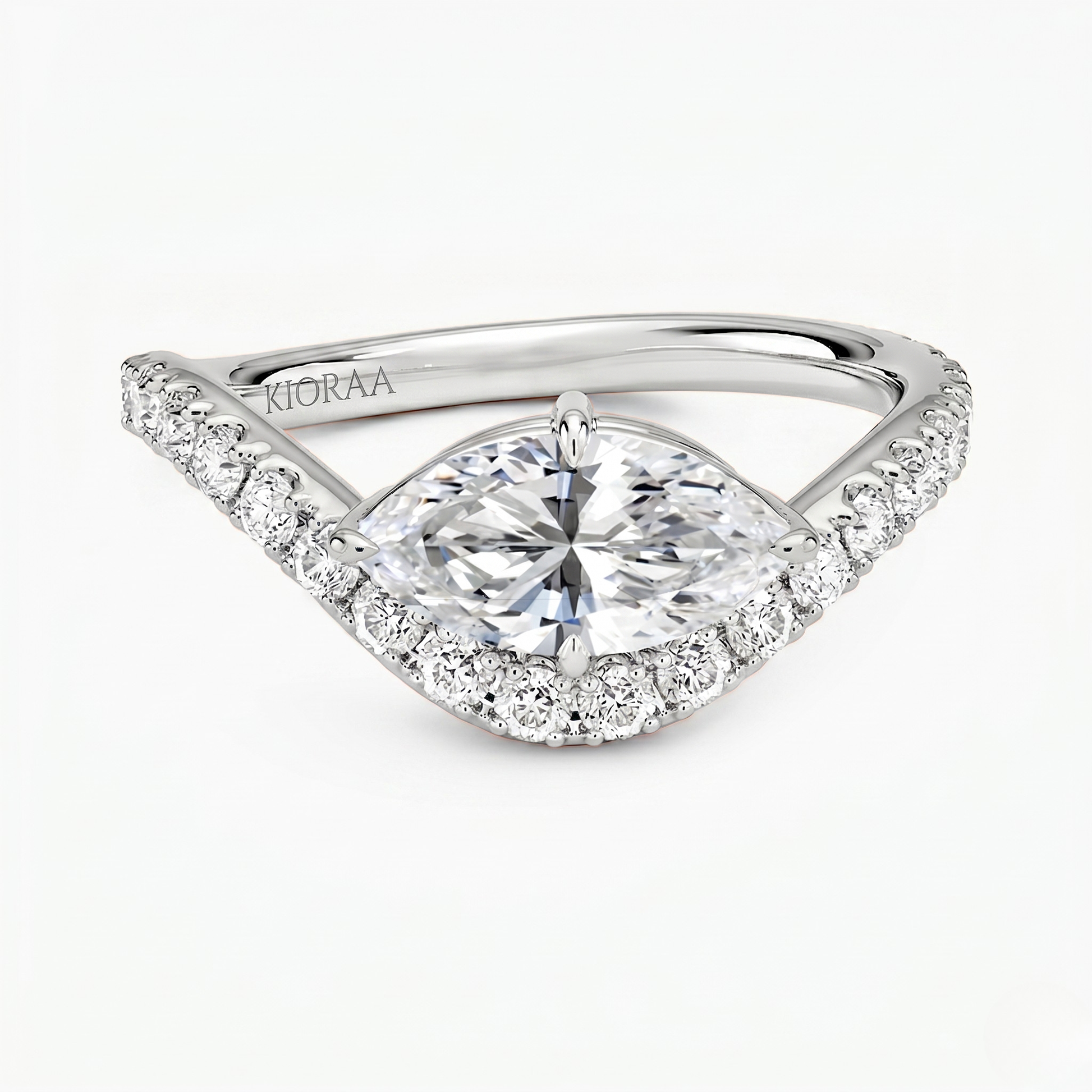 V Shape Chevron Marquise Cut Lab Grown Diamond Engagement Ring