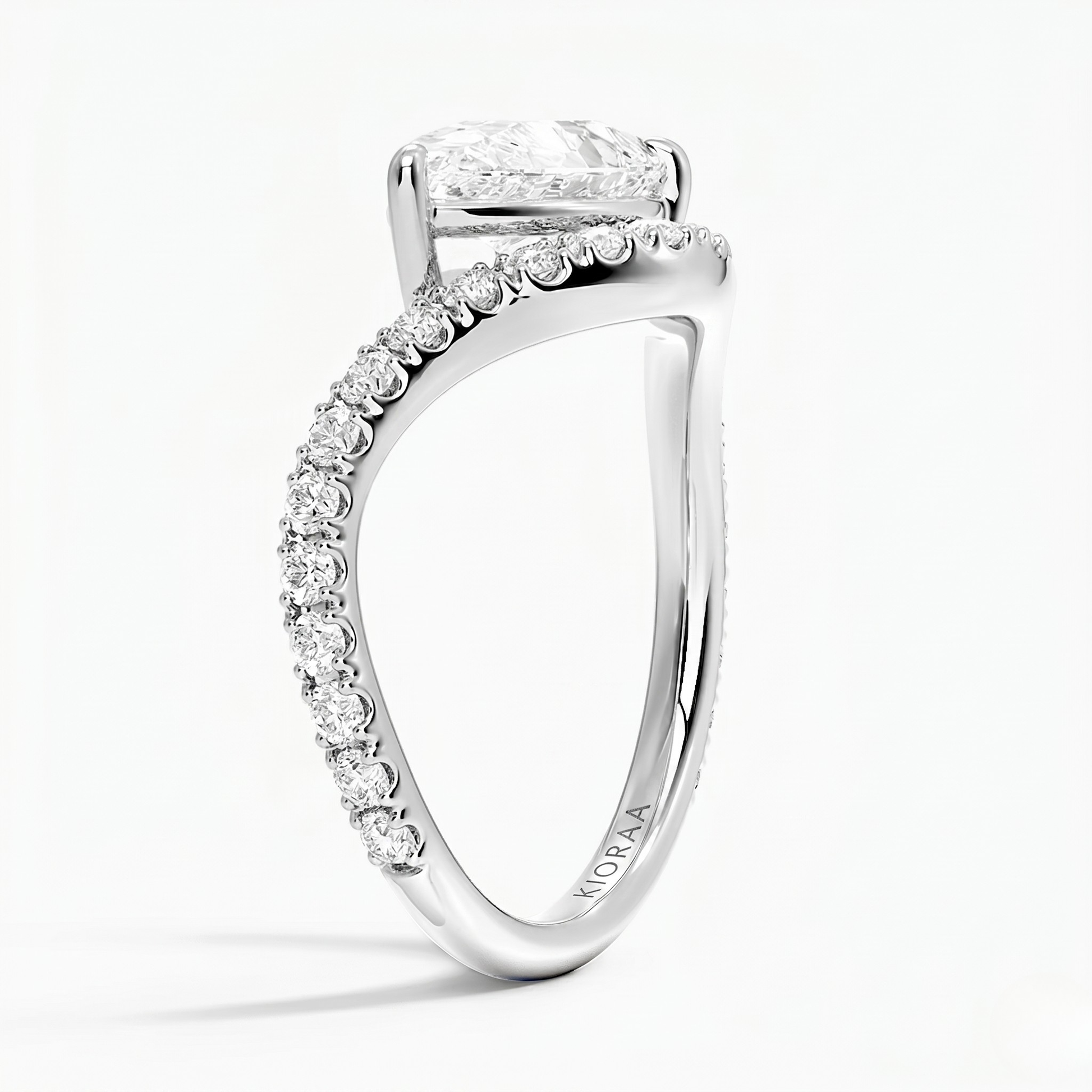 V Shape Chevron Marquise Cut Lab Grown Diamond Engagement Ring
