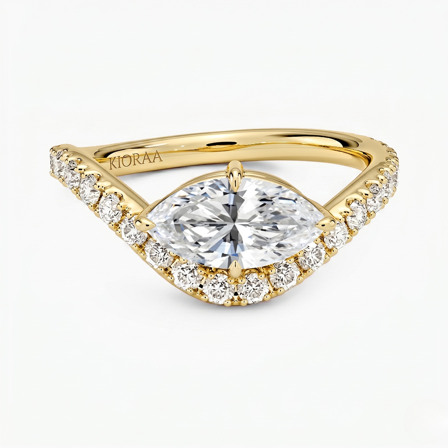 V Shape Chevron Marquise Cut Lab Grown Diamond Engagement Ring