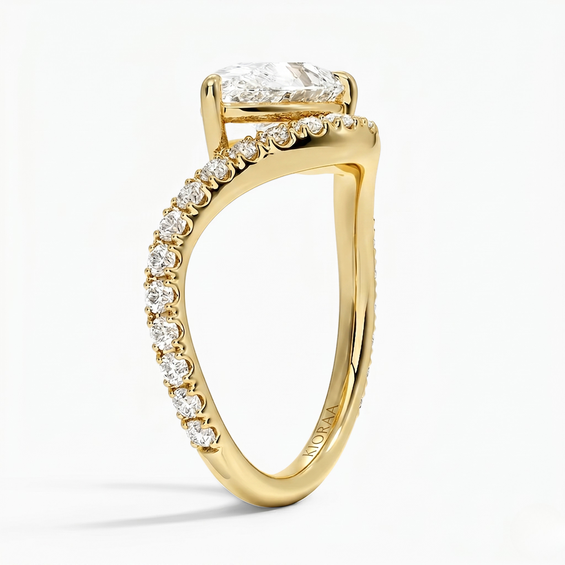 V Shape Chevron Marquise Cut Lab Grown Diamond Engagement Ring