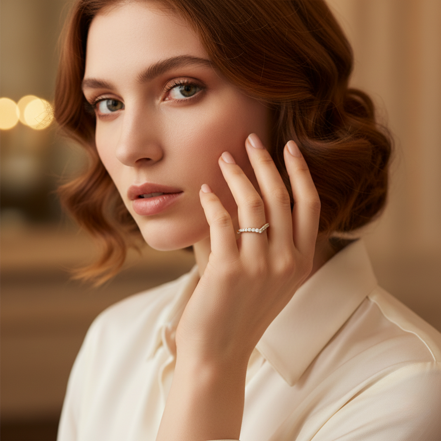 Classic Bubble Eternity Wedding Ring and Stackable Band