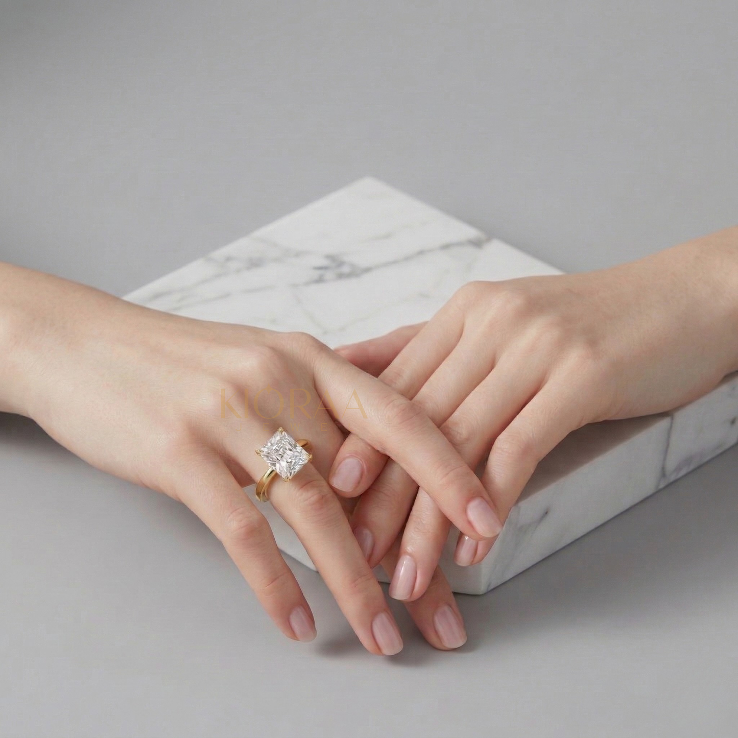 Classic Petal Radiant Solitaire Engagement Ring