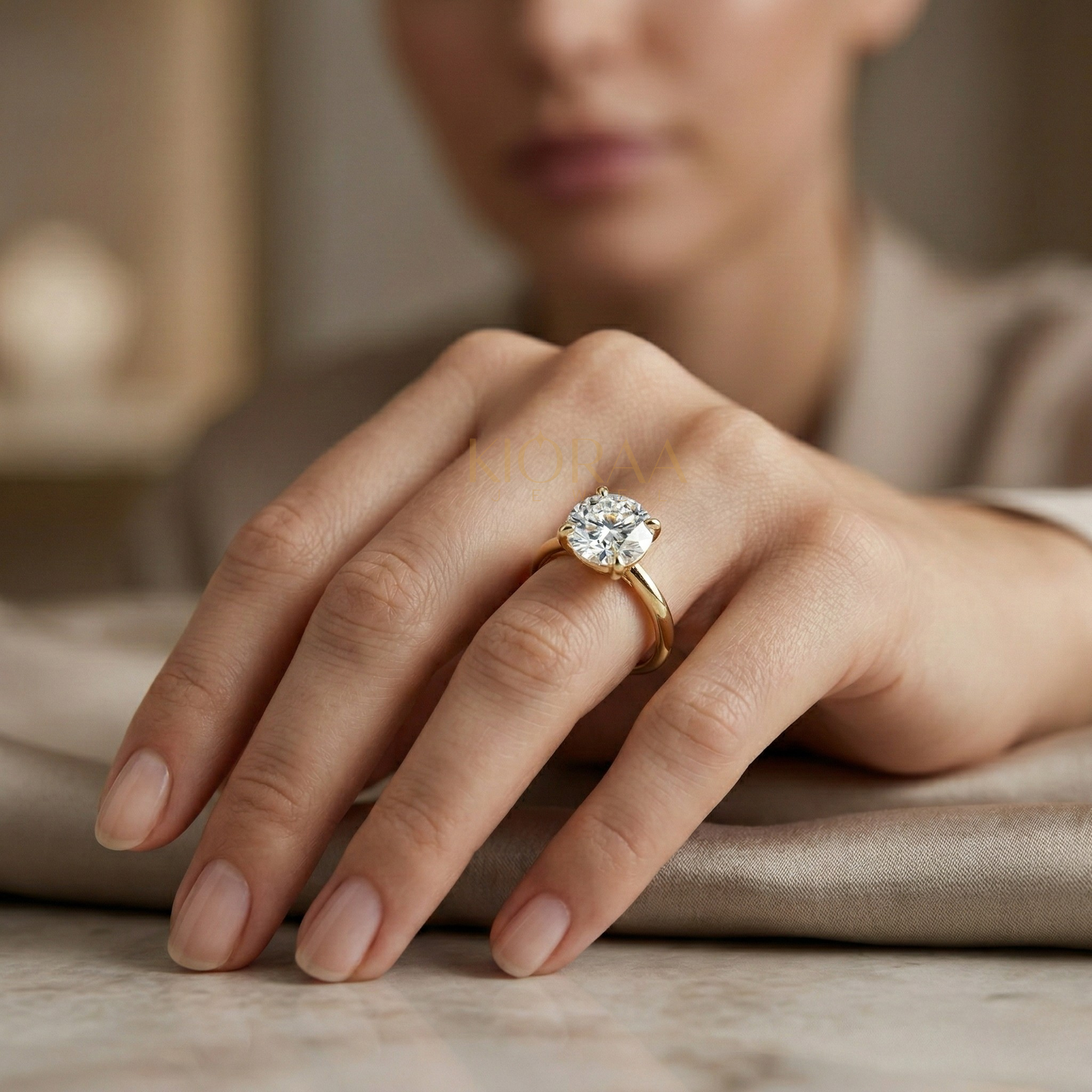 Classic Petal Round Solitaire Engagement Ring