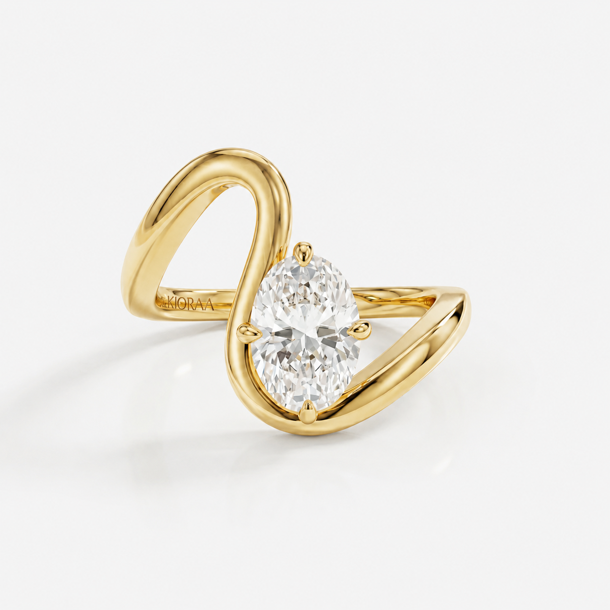Oval Shape Diamond Open Curve Engagement Ring