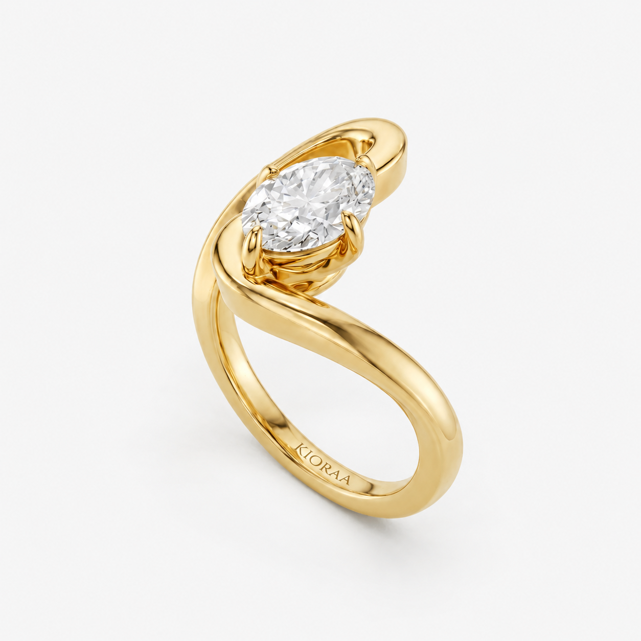 Oval Shape Diamond Open Curve Engagement Ring