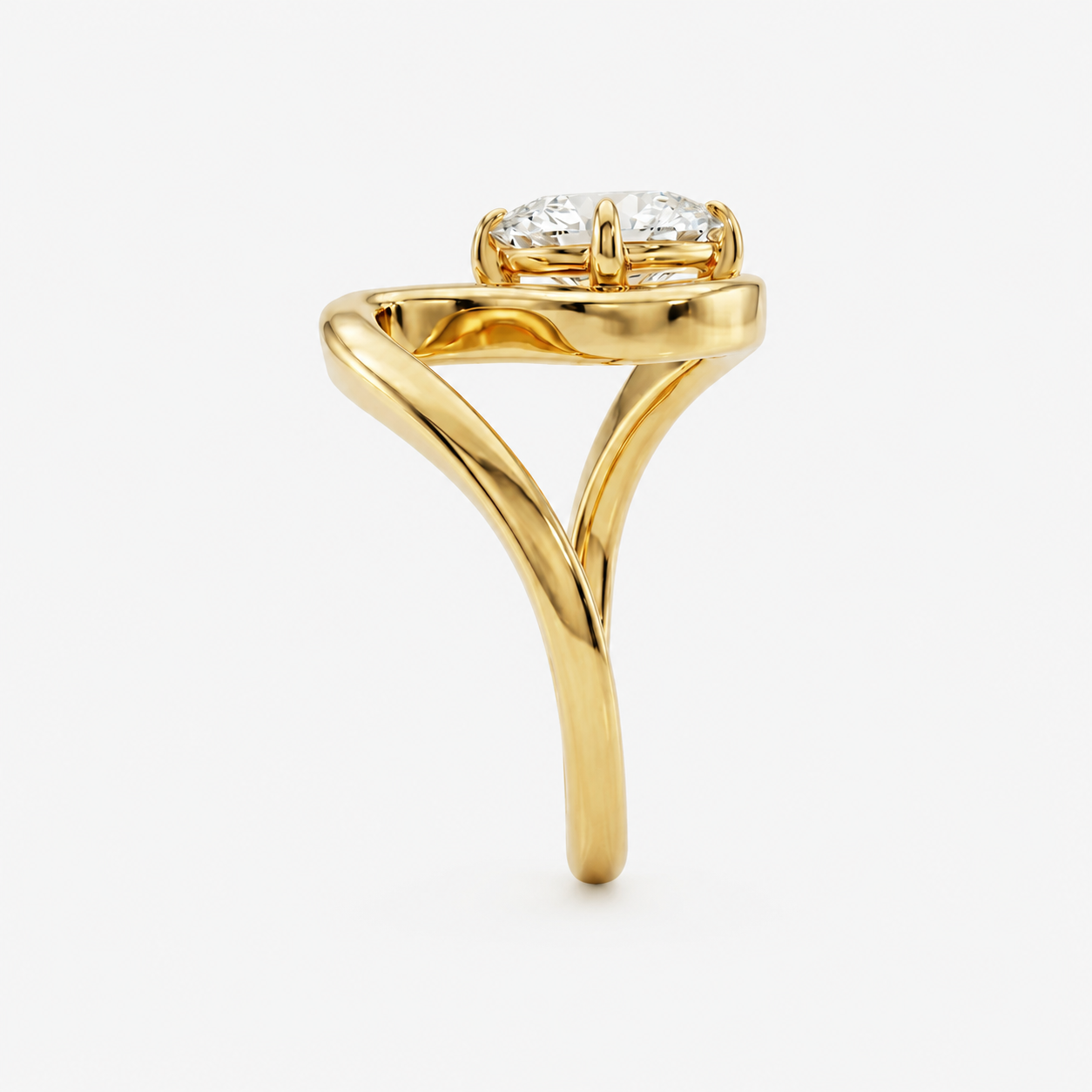 Oval Shape Diamond Open Curve Engagement Ring