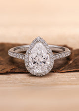 Classic Pear Diamond Halo Engagement Ring, thumbnail 3