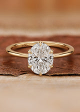 Classic Petal Oval Solitaire Six Prong Setting Engagement Ring, thumbnail 3