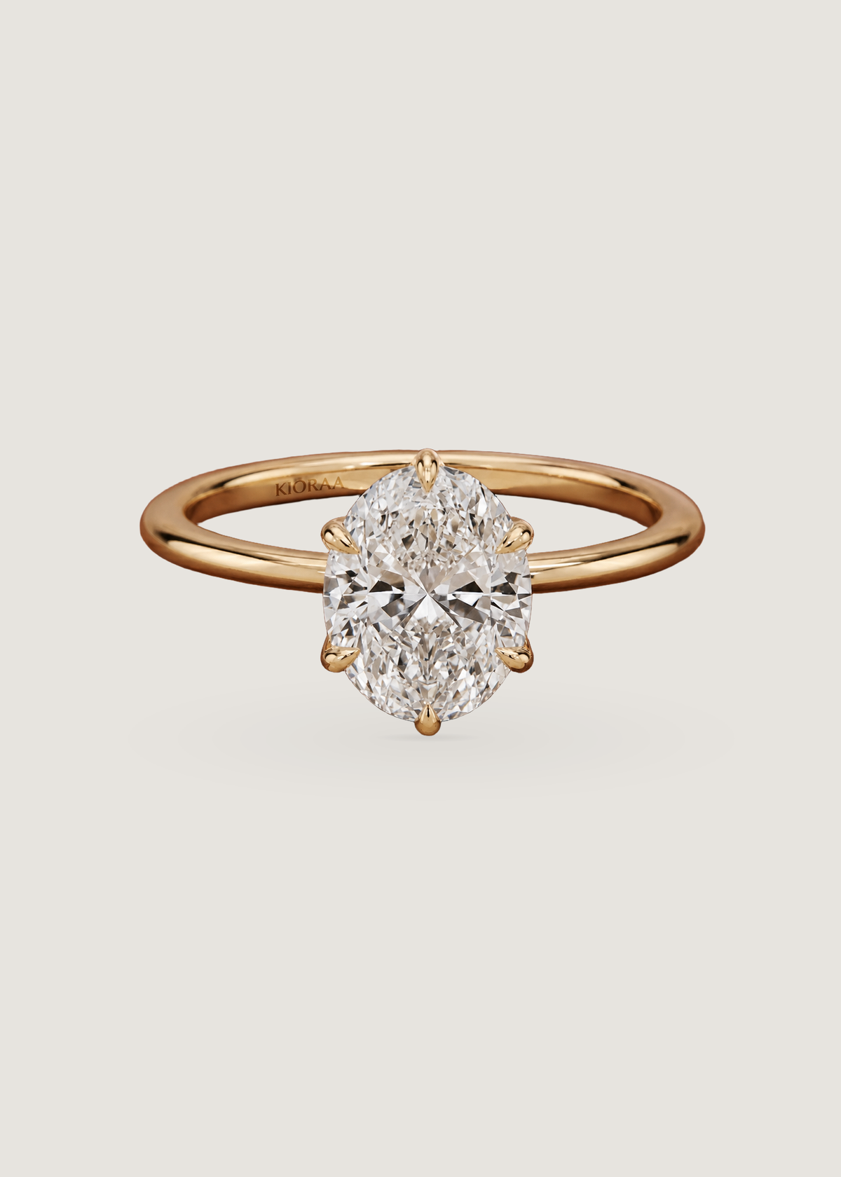 Classic Petal Oval Solitaire Six Prong Setting Engagement Ring