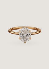 Classic Petal Oval Solitaire Six Prong Setting Engagement Ring, thumbnail 1
