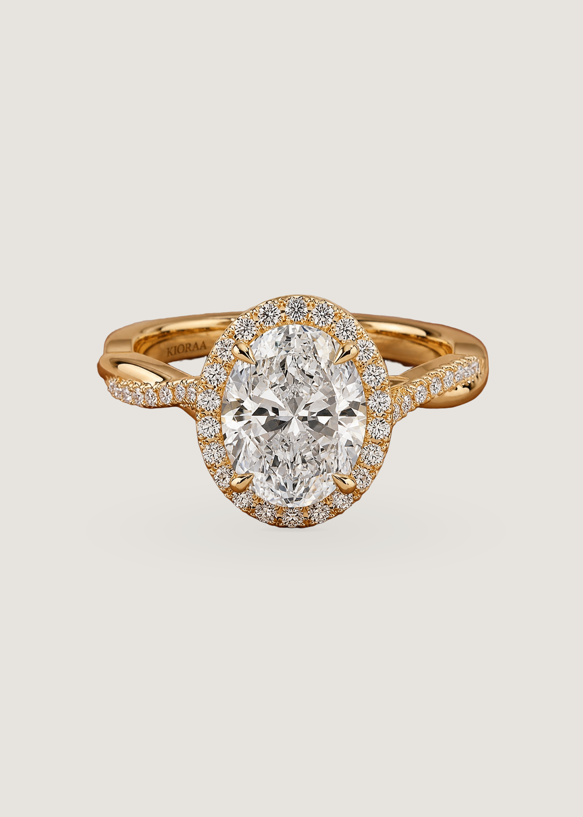 Classic Twist Oval Diamond Halo Engagement Ring