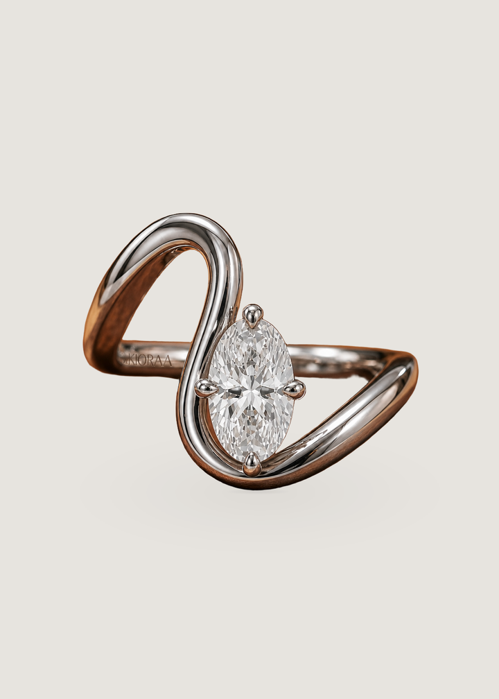Oval Shape Diamond Open Curve Engagement Ring