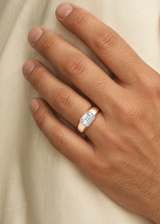 Emerald Cut Bezel Set Men's Engagement Ring, thumbnail 2