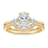 Oval and Marquise Trio Ring with Round Diamond Eternity Wedding Band, thumbnail 1