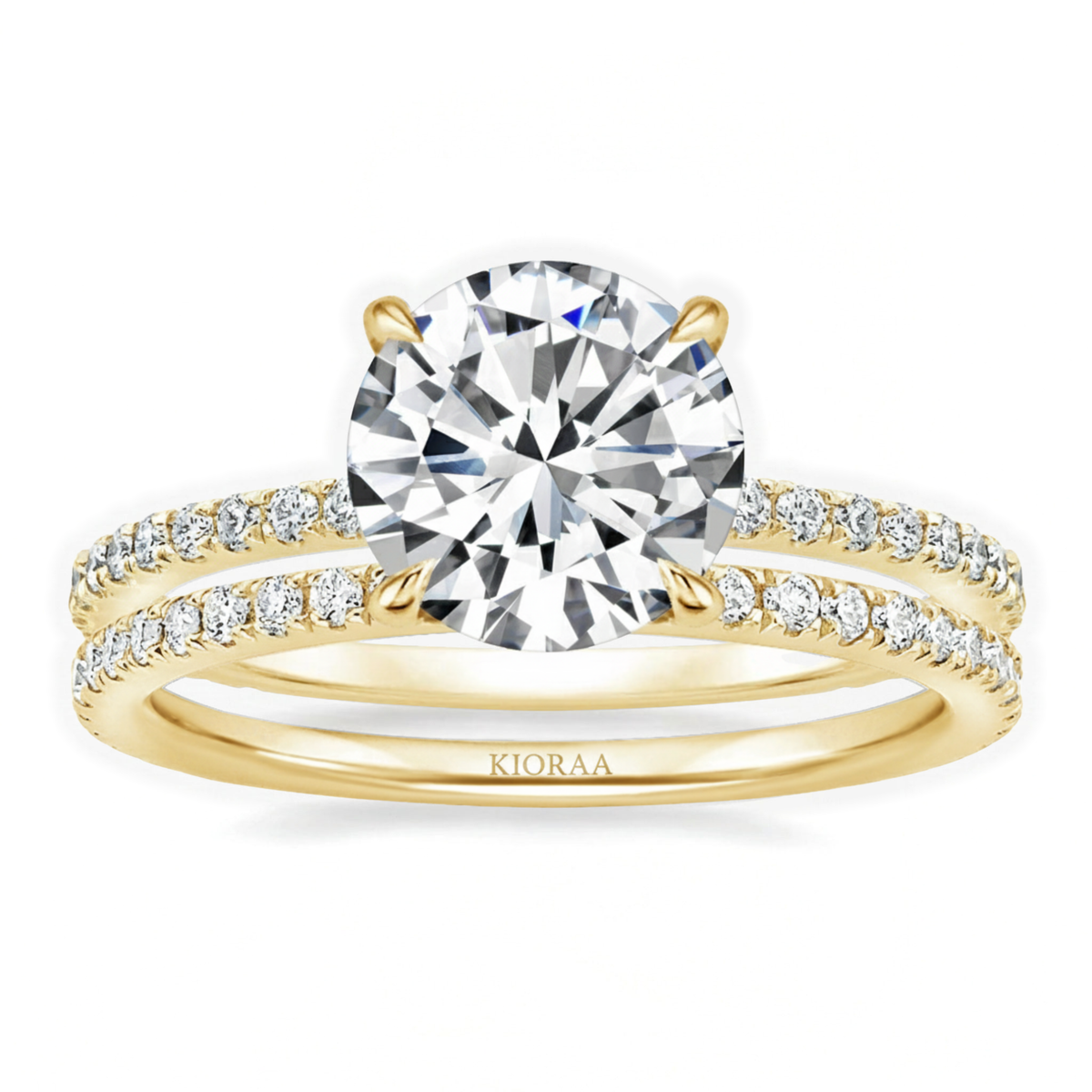 Partial Coverage Round Cut Ring with Classic Simple Round Eternity Band