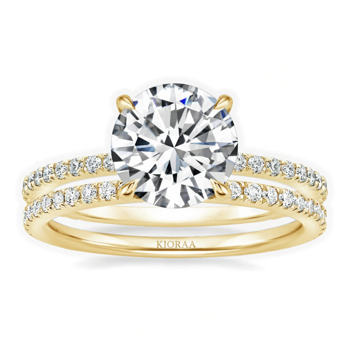 Partial Coverage Round Cut Ring with Classic Simple Round Eternity Band