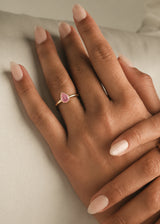 Classic Simple Fancy Pink Pear Bezel Solitaire Engagement Ring, thumbnail 2