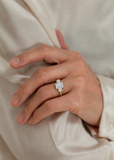 Emerald Three Stone Engagement Ring, thumbnail 2