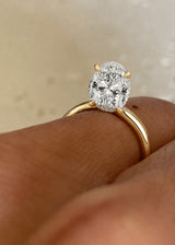 Oval Diamond Hidden Halo Solitaire Engagement Ring, thumbnail 2