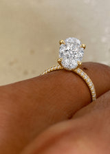 Oval Cut Hidden Halo Solitaire Engagement Ring, thumbnail 2