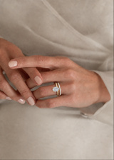 Classic Petal Oval Solitaire Ring with Simple Round Eternity Band, thumbnail 2