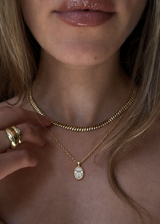 Classic Simple Oval Diamond Bezel Set Solitaire Necklace, thumbnail 2