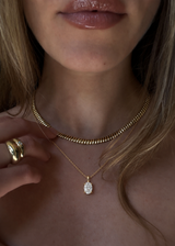 Classic Simple Oval Diamond Solitaire Necklace, thumbnail 2