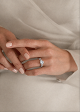 Partial Coverage Round Cut Ring with Classic Simple Round Eternity Band, thumbnail 2