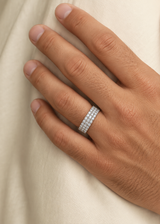 Three Row Round Cut Lab Grown Diamond Men's Engagement Ring, thumbnail 2