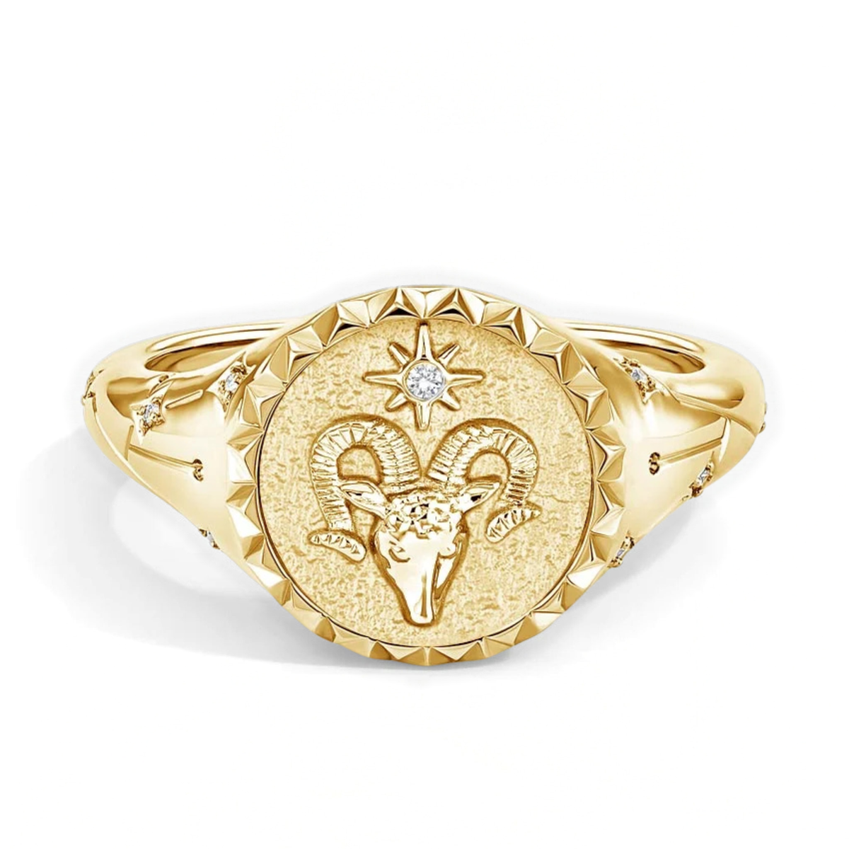Aries Zodiac Icon Signet Diamond Ring