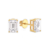 Classic Emerald  Diamond Diamond Solitaire Studs, thumbnail 1