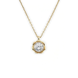 Classic Flower Round Diamond Solitaire Necklace, thumbnail 1
