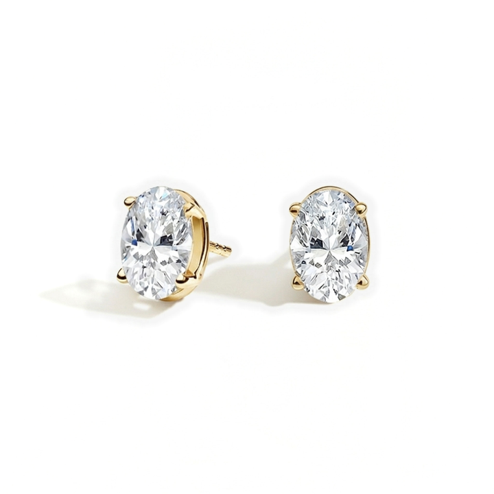 Classic Oval Diamond Solitaire Studs