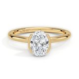 Classic Oval Shape Semi Bezel Set Solitaire Engagement Ring, thumbnail 1