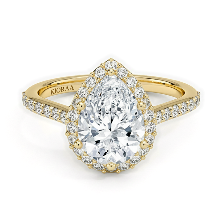 Classic Pear Diamond Halo Engagement Ring
