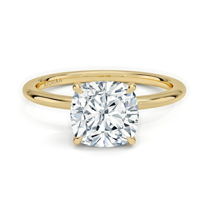 Classic Petal Cushion  Solitaire Engagement Ring