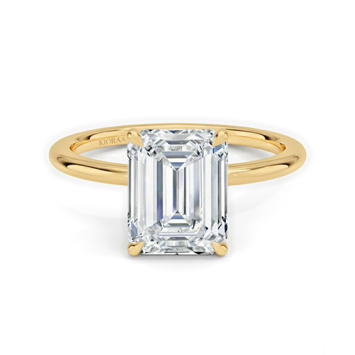 Classic Petal Emerald Solitaire Engagement Ring