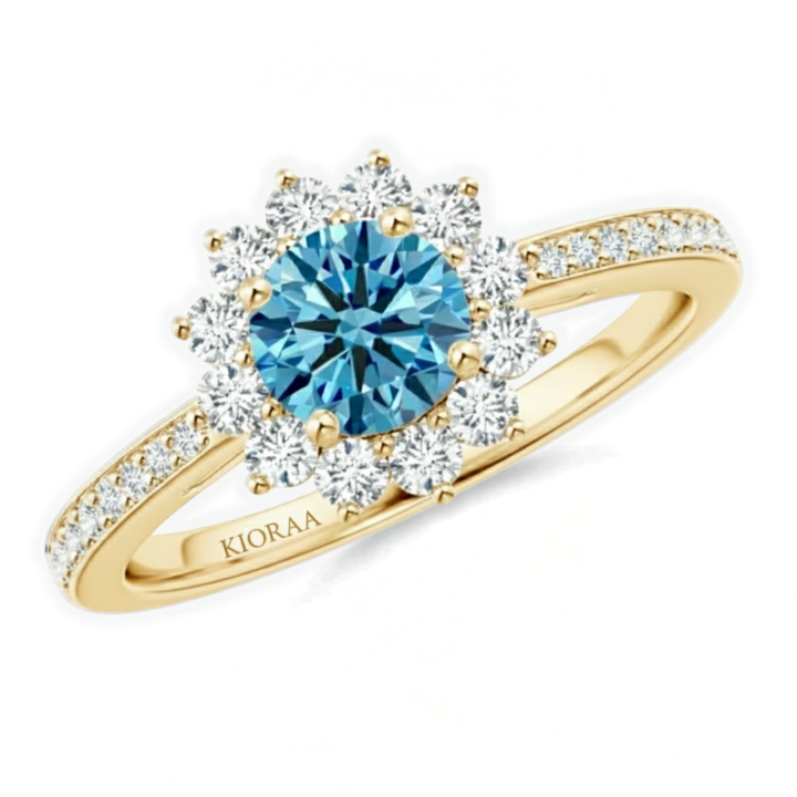 Classic Petal Fancy Blue Diamond Engagement Ring